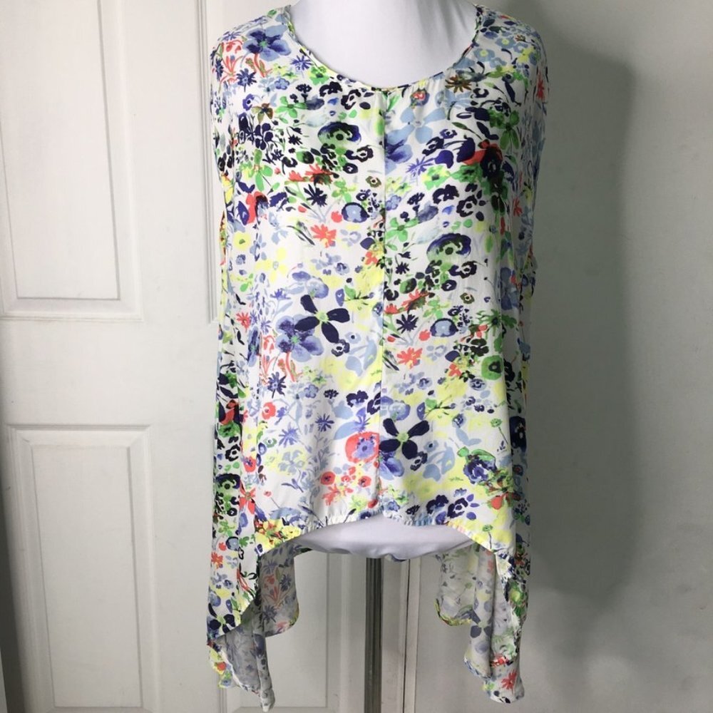 Roberta Freymann Women's Multicolor Floral Sleeveless Blouse Size XS